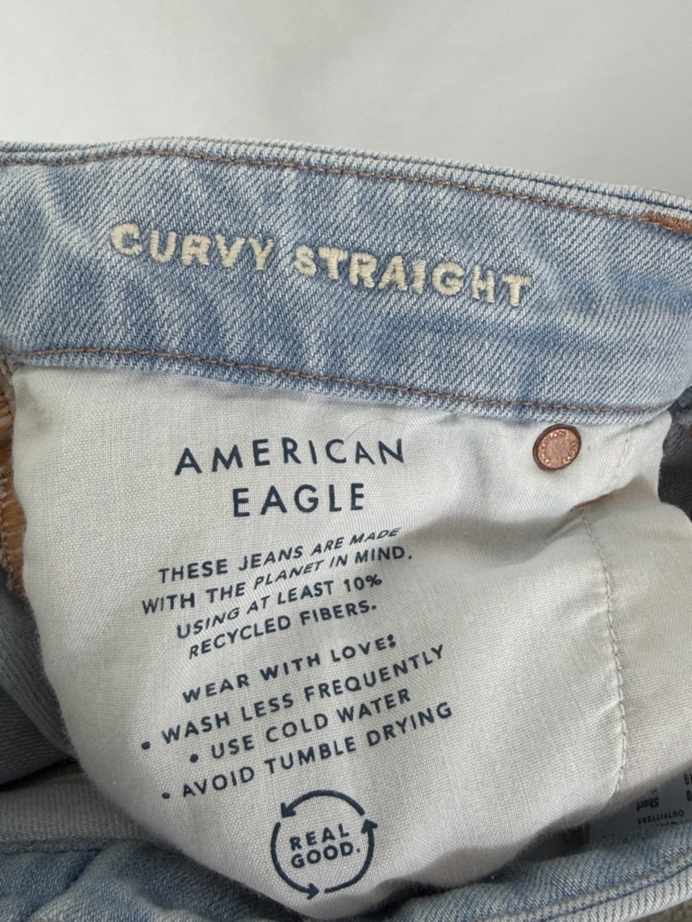 American Eagle Curvy Straight Light Wash Jeans. Womens Size 10 Short. Inseam 28" - Picture 9 of 10